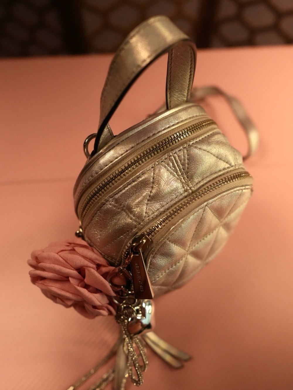 Michael Kors Quilted Mini Backpack in Metallic Silver - Picture 5 of 8